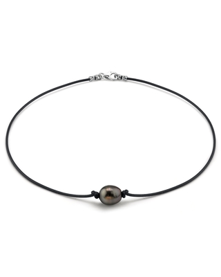 Tahitian Baroque Pearl Leather Necklace for Men