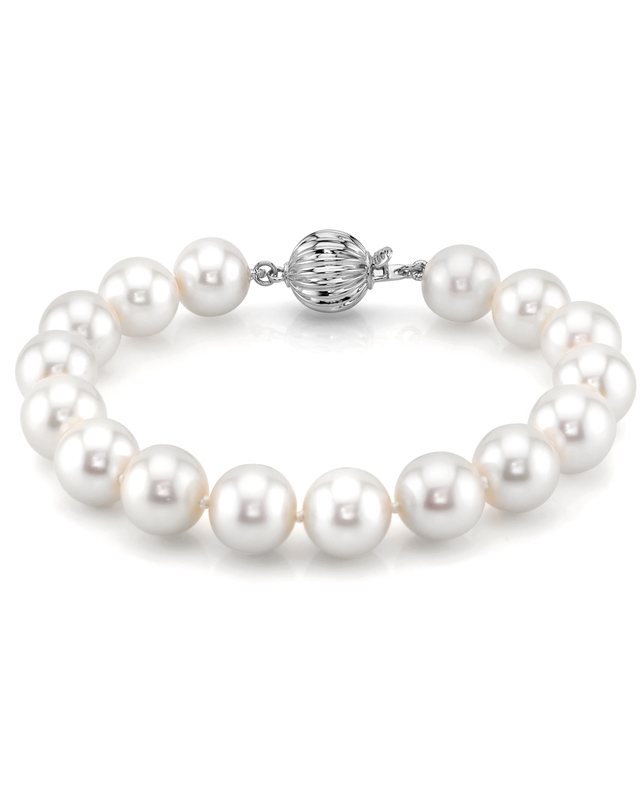 10.5-11.5mm White Freshwater Pearl Bracelet - AAA Quality