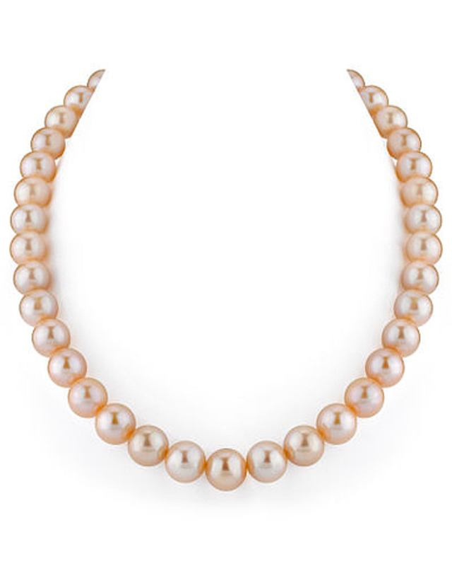 11-12mm Peach Freshwater Pearl Necklace - AAA Quality