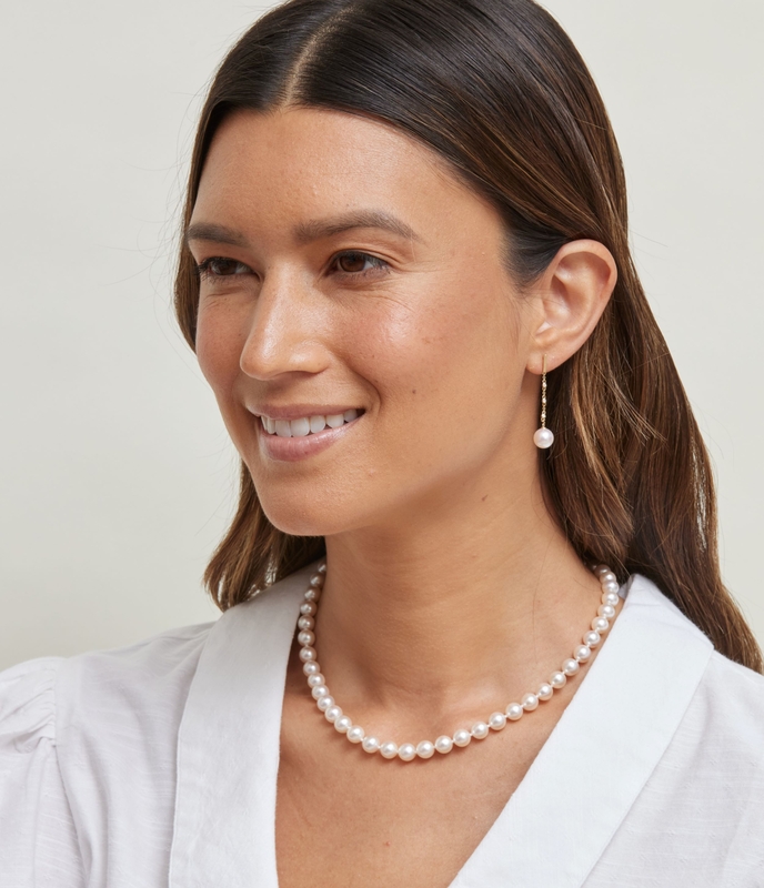 White South Sea Pearl & Diamond Estelle Earrings - Secondary Image