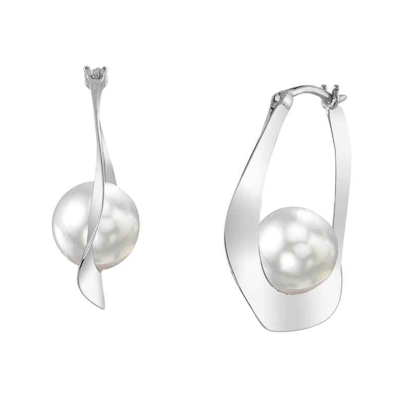 White South Sea Pearl Hoop Sloane Dangling Earrings