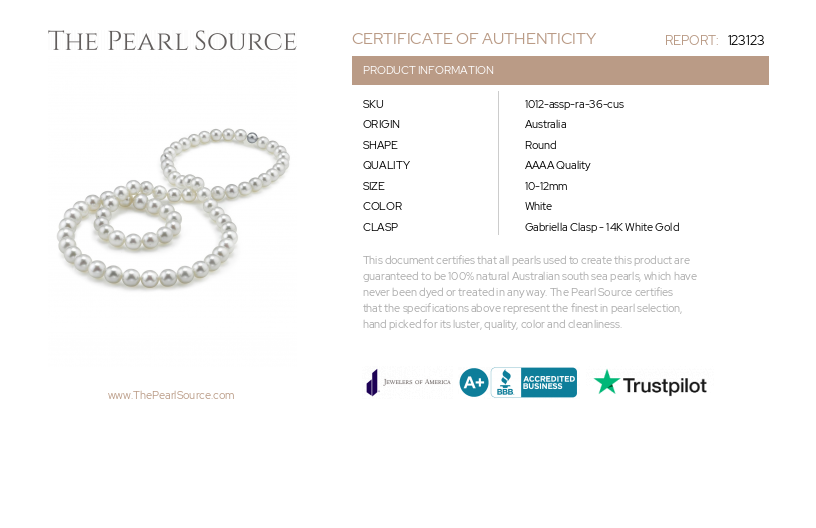 Opera Length 10-12mm South Sea Pearl Necklace-AAAA Quality-Certificate