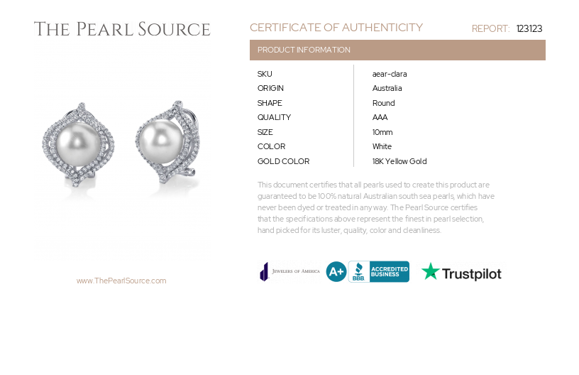 South Sea Pearl & Diamond Clara Earrings-Certificate