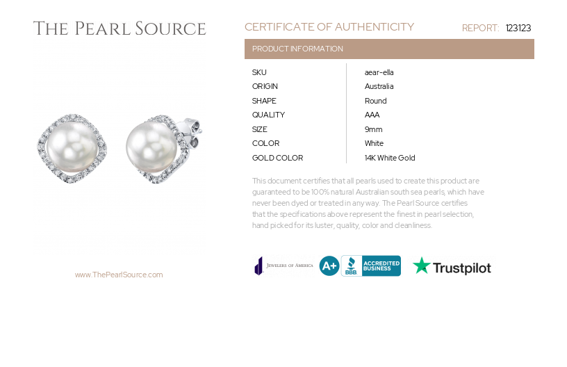 White South Sea Pearl & Diamond Ella Earrings-Certificate