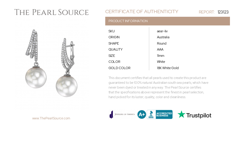 White South Sea Pearl & Diamond Liv Earrings-Certificate