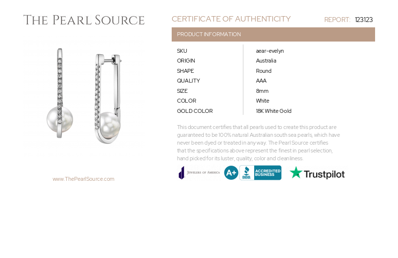 White South Sea Pearl & Diamond Evelyn Earrings-Certificate