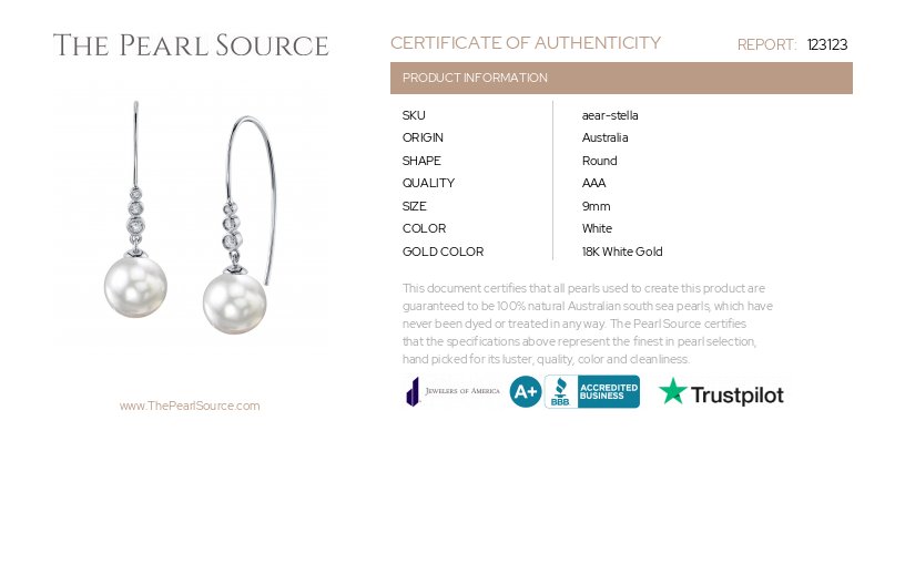 South Sea Pearl & Diamond Stella Earrings-Certificate
